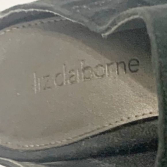 Liz Claiborne Cranberry Black 🖤 Suede Leather High Heel Clogs Mules Slip On - Picture 8 of 9